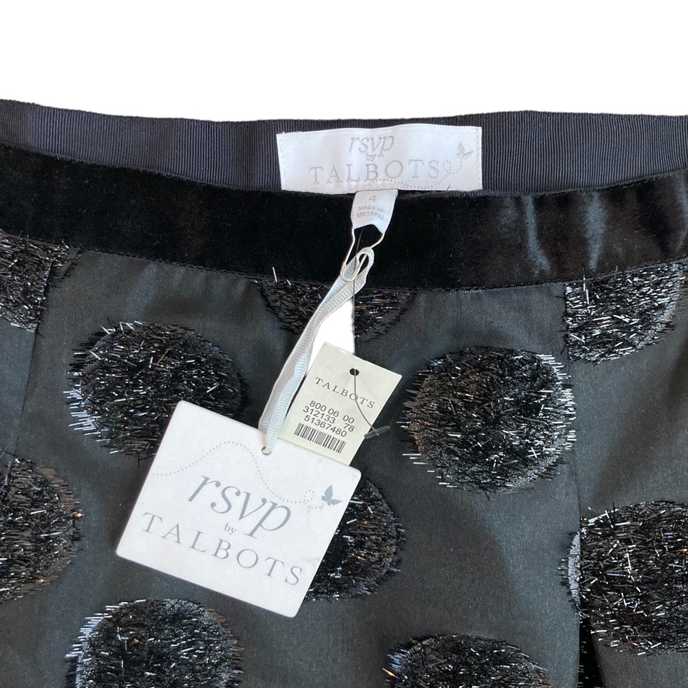 NWT RSVP by Talbots black A-line midi skirt with textured polka dots, Sz 4 - Picture 10 of 14